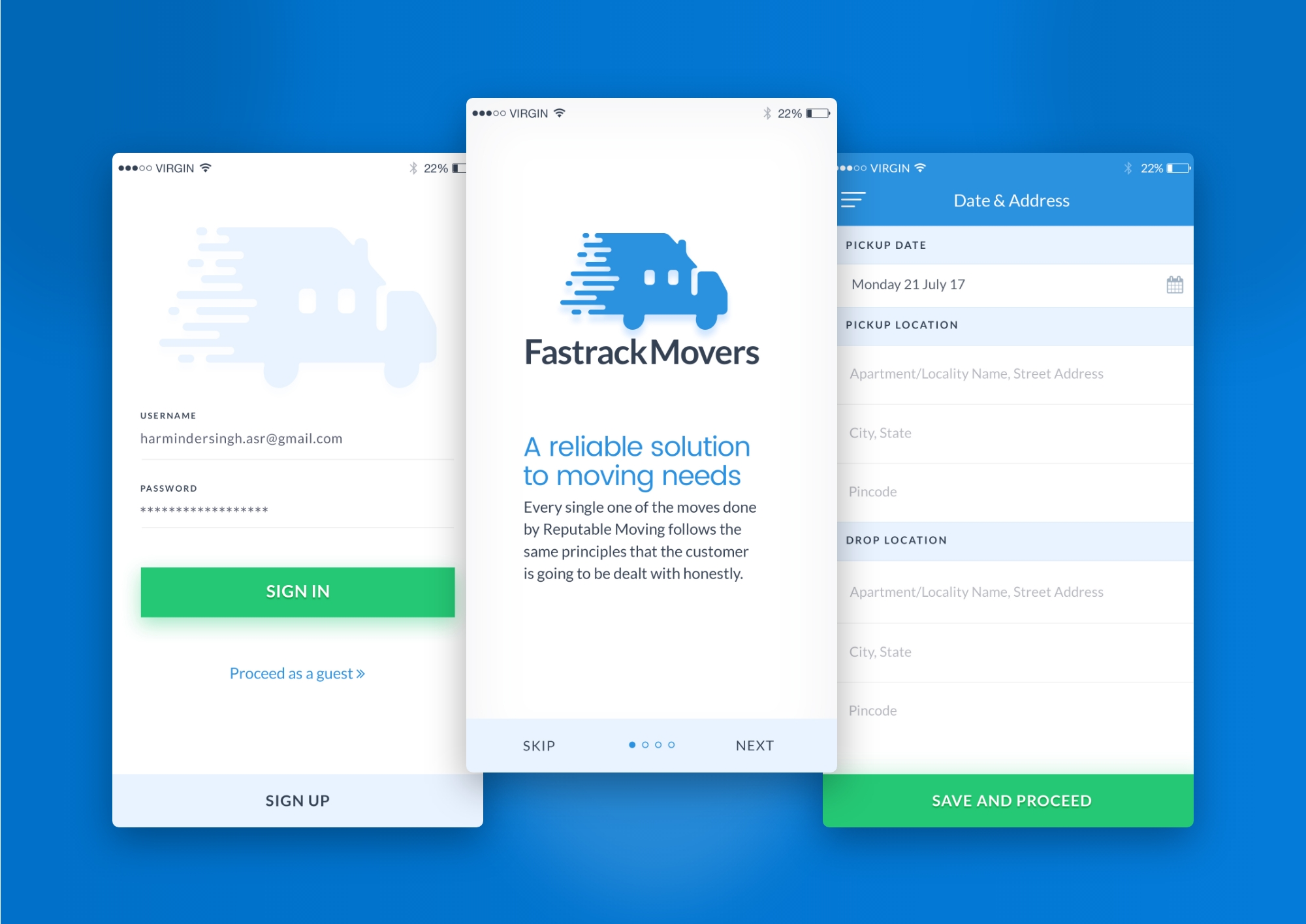 Hire UI Freelancer India Fastrack App Design