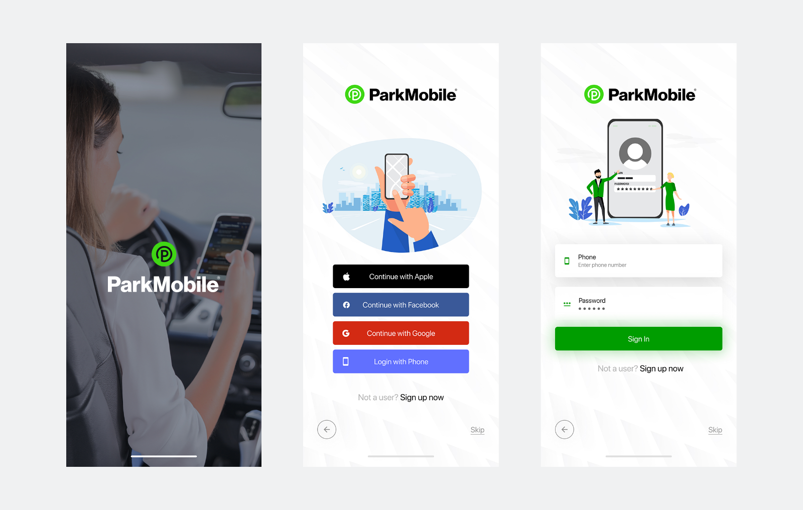 UI Freelance Design Services Parking Mobile App